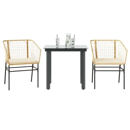 Juego de comedor jardín 3 piezas cojines ratán sintético marrón von , Gartensets - Ref: Foro24-3334604, Preis: 178,68 €, Raba...