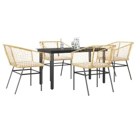 Juego de comedor jardín 5 piezas cojines ratán sintético marrón by , Garden sets - Ref: Foro24-3334606, Price: 294,19 €, Disc...