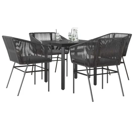 Juego de comedor jardín 5 piezas cojines ratán sintético negro de , Conjuntos de jardín - Ref: Foro24-3334612, Precio: 347,38...
