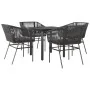Juego de comedor jardín 5 piezas cojines ratán sintético negro de , Conjuntos de jardín - Ref: Foro24-3334612, Precio: 347,38...