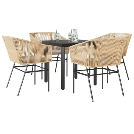 Juego de comedor jardín 5 piezas cojines ratán sintético marrón by , Garden sets - Ref: Foro24-3334619, Price: 345,18 €, Disc...