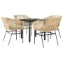 Juego de comedor jardín 5 piezas cojines ratán sintético marrón by , Garden sets - Ref: Foro24-3334619, Price: 345,18 €, Disc...