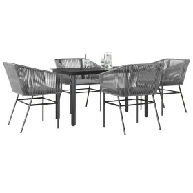 Juego comedor jardín 5 pzas cojines ratán sintético vidrio gris by , Garden sets - Ref: Foro24-3334627, Price: 397,42 €, Disc...