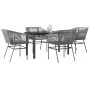 Juego comedor jardín 5 pzas cojines ratán sintético vidrio gris by , Garden sets - Ref: Foro24-3334627, Price: 397,42 €, Disc...