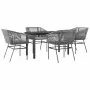 Juego comedor jardín 5 pzas cojines ratán sintético vidrio gris by , Garden sets - Ref: Foro24-3334627, Price: 397,42 €, Disc...