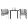 Juego comedor jardín 3 pzas cojines ratán sintético vidrio gris de , Conjuntos de jardín - Ref: Foro24-3334625, Precio: 231,4...
