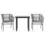 Juego comedor jardín 3 pzas cojines ratán sintético vidrio gris de , Conjuntos de jardín - Ref: Foro24-3334625, Precio: 231,4...