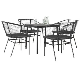 Juego de comedor jardín 5 piezas cojines ratán sintético negro von , Gartensets - Ref: Foro24-3334500, Preis: 312,47 €, Rabat...