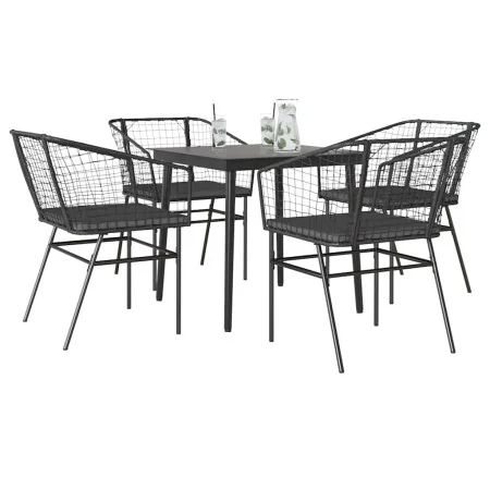 Juego de comedor jardín 5 piezas cojines ratán sintético negro de , Conjuntos de jardín - Ref: Foro24-3334500, Precio: 273,48...
