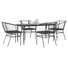 Juego de comedor jardín 5 piezas cojines ratán sintético negro de , Conjuntos de jardín - Ref: Foro24-3334502, Precio: 351,47...