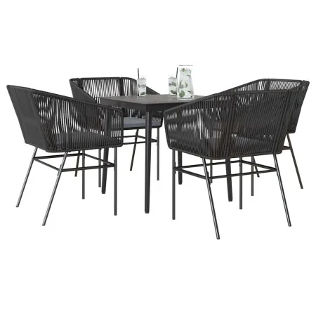 Juego de comedor jardín 5 piezas cojines ratán sintético negro de , Conjuntos de jardín - Ref: Foro24-3334514, Precio: 407,78...