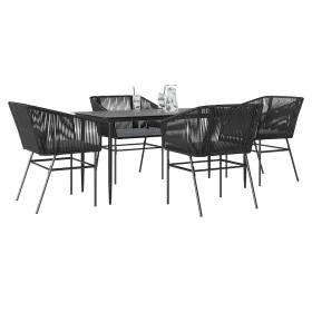 Juego de comedor jardín 5 piezas cojines ratán sintético negro by , Garden sets - Ref: Foro24-3334516, Price: 397,22 €, Disco...