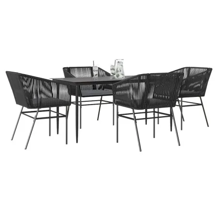 Juego de comedor jardín 5 piezas cojines ratán sintético negro von , Gartensets - Ref: Foro24-3334516, Preis: 398,44 €, Rabat...