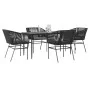 Juego de comedor jardín 5 piezas cojines ratán sintético negro von , Gartensets - Ref: Foro24-3334516, Preis: 398,44 €, Rabat...