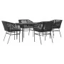 Juego de comedor jardín 5 piezas cojines ratán sintético negro von , Gartensets - Ref: Foro24-3334516, Preis: 398,44 €, Rabat...