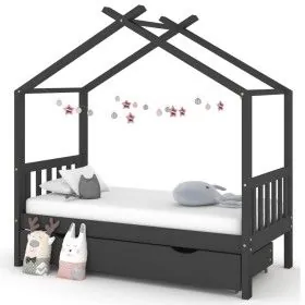 Children's bed frame and gray pine wood drawer 80x160cm by vidaXL, Cribs and beds for children - Ref: Foro24-322152, Price: 2...