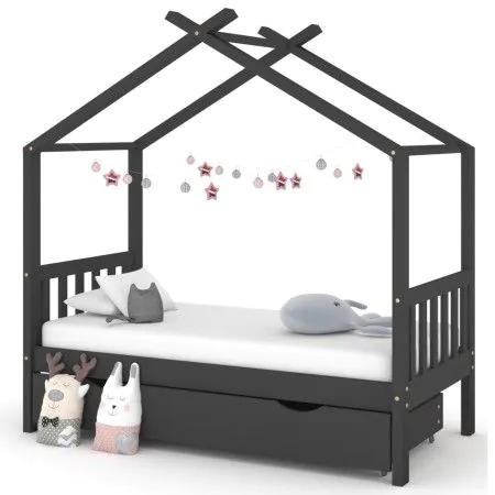 Children's bed frame and gray pine wood drawer 80x160cm by vidaXL, Cribs and beds for children - Ref: Foro24-322152, Price: 2...