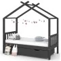 Children's bed frame and gray pine wood drawer 80x160cm by vidaXL, Cribs and beds for children - Ref: Foro24-322152, Price: 2...