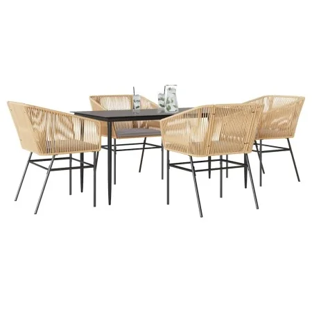Juego de comedor jardín 5 piezas cojines ratán sintético marrón by , Garden sets - Ref: Foro24-3334523, Price: 398,44 €, Disc...