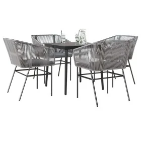 Juego comedor jardín 5 pzas cojines ratán sintético vidrio gris von , Gartensets - Ref: Foro24-3334528, Preis: 407,78 €, Raba...