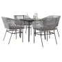 Juego comedor jardín 5 pzas cojines ratán sintético vidrio gris by , Garden sets - Ref: Foro24-3334528, Price: 380,48 €, Disc...