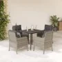 Set comedor de jardín 5 pzas cojines ratán sintético gris claro de , Conjuntos de jardín - Ref: Foro24-3211991, Precio: 525,1...