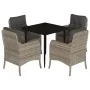 Set comedor de jardín 5 pzas cojines ratán sintético gris claro de , Conjuntos de jardín - Ref: Foro24-3211991, Precio: 525,1...