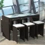 Mesa y sillas bar de jardín 7 pzas y cojines poli ratán marrón de , Conjuntos de jardín - Ref: Foro24-41836, Precio: 518,56 €...