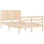 Bed frame with solid wood headboard 120x200 cm by vidaXL, Beds and slatted bases - Ref: Foro24-3194761, Price: 118,94 €, Disc...