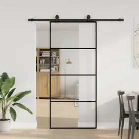 Puerta corredera con set herrajes negro 90x205 cm vidrio ESG von , Türen - Ref: Foro24-3375798, Preis: 261,75 €, Rabatt: %