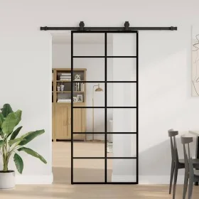 Puerta corredera con set herrajes negro 90x205 cm vidrio ESG von , Türen - Ref: Foro24-3375791, Preis: 228,13 €, Rabatt: %