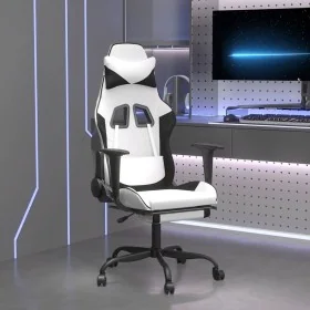 Silla gaming masaje y reposapiés cuero sintético negro blanco by , Gaming chairs - Ref: Foro24-345421, Price: 120,10 €, Disco...