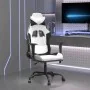 Silla gaming masaje y reposapiés cuero sintético negro blanco by , Gaming chairs - Ref: Foro24-345421, Price: 120,10 €, Disco...