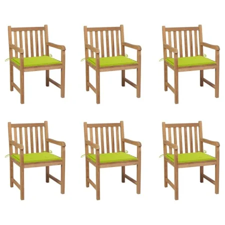 Sillas de jardín 6 uds madera maciza teca cojines verde brillo von , Gartenstühle - Ref: Foro24-3073042, Preis: 863,48 €, Rab...