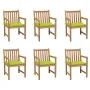 Sillas de jardín 6 uds madera maciza teca cojines verde brillo von , Gartenstühle - Ref: Foro24-3073042, Preis: 863,48 €, Rab...