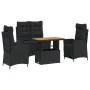 Juego comedor jardín 4 piezas con cojines ratán sintético negro by , Garden sets - Ref: Foro24-3277456, Price: 555,12 €, Disc...