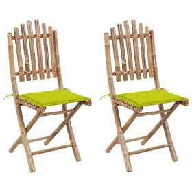Sillas de jardín plegables 2 unidades bambú con cojines by , Garden chairs - Ref: Foro24-3063998, Price: 115,78 €, Discount: %