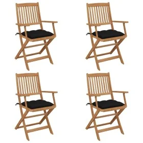 Sillas de jardín plegables 4 uds y cojines madera maciza acacia by , Garden chairs - Ref: Foro24-3064639, Price: 200,99 €, Di...
