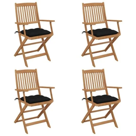 Sillas de jardín plegables 4 uds y cojines madera maciza acacia von , Gartenstühle - Ref: Foro24-3064639, Preis: 204,50 €, Ra...