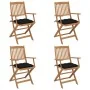 Sillas de jardín plegables 4 uds y cojines madera maciza acacia von , Gartenstühle - Ref: Foro24-3064639, Preis: 204,50 €, Ra...