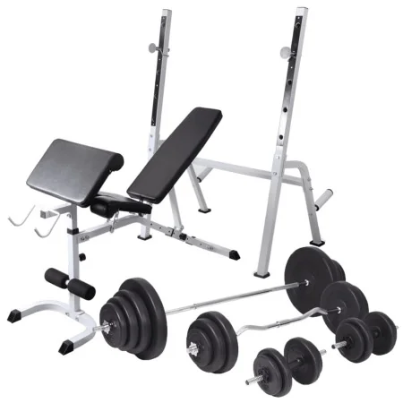 Banco ejercicios con soporte pesas, pesas y mancuernas 120 kg de , Máquinas de levantamiento de pesas - Ref: Foro24-275376, P...
