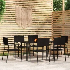 Juego de comedor para jardín 7 piezas negro by , Garden sets - Ref: Foro24-3099580, Price: 300,04 €, Discount: %