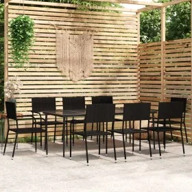 Juego de comedor de jardín 9 piezas negro von , Gartensets - Ref: Foro24-3099594, Preis: 386,38 €, Rabatt: %