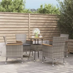 Mesita y sillas jardín 5 pzas y cojines ratán sintético gris by , Garden sets - Ref: Foro24-3187431, Price: 376,88 €, Discoun...