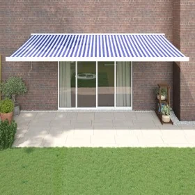 Toldo retráctil aluminio y tela azul y blanco 5x3 m by , Awnings - Ref: Foro24-3154525, Price: 601,90 €, Discount: %