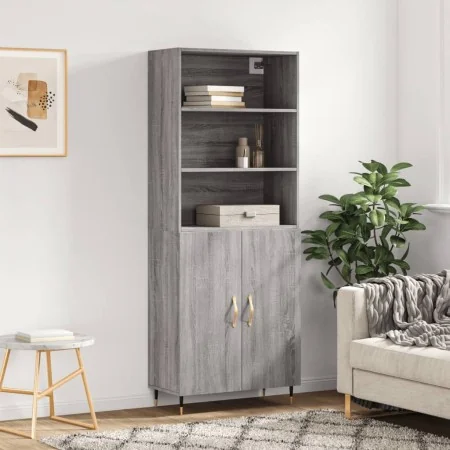 Aparador alto madera contrachapada gris sonoma 69,5x34x180 cm de , Aparadores - Ref: Foro24-3189235, Precio: 130,44 €, Descue...