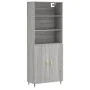 Aparador alto madera contrachapada gris sonoma 69,5x34x180 cm de , Aparadores - Ref: Foro24-3189235, Precio: 130,44 €, Descue...