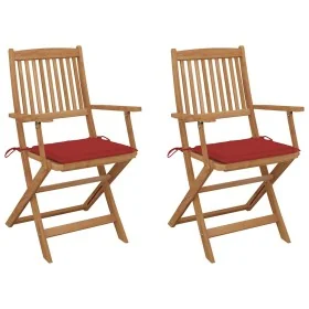 Sillas de jardín plegables 2 uds y cojines madera maciza acacia by , Garden chairs - Ref: Foro24-3064596, Price: 149,48 €, Di...