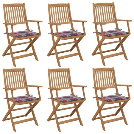 Sillas de jardín plegables 6 uds y cojines madera maciza acacia by , Garden chairs - Ref: Foro24-3065474, Price: 325,88 €, Di...
