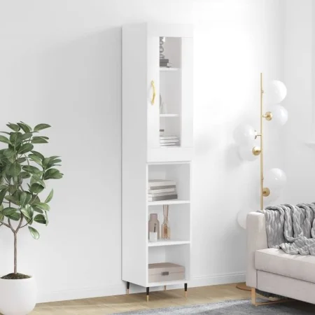 Aparador alto madera contrachapada blanco 34,5x34x180 cm by , Sideboards - Ref: Foro24-3199345, Price: 89,78 €, Discount: %